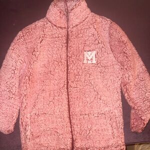 MERCER ISLAND HIGH SCHOOL LOGO FLEECE FULL ZIP JACKET PINK RED SOFT WOMEN SMALL